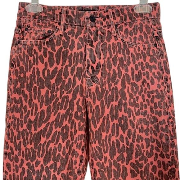 MOTHER Looker ankle fray slim skinny punk Animal Attraction leopard print red - Picture 7 of 16